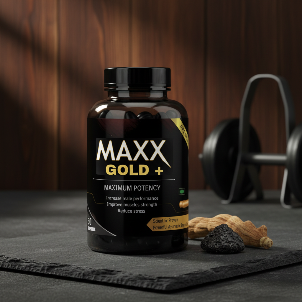Maxx Gold Capsules for Men in strength-focused setting